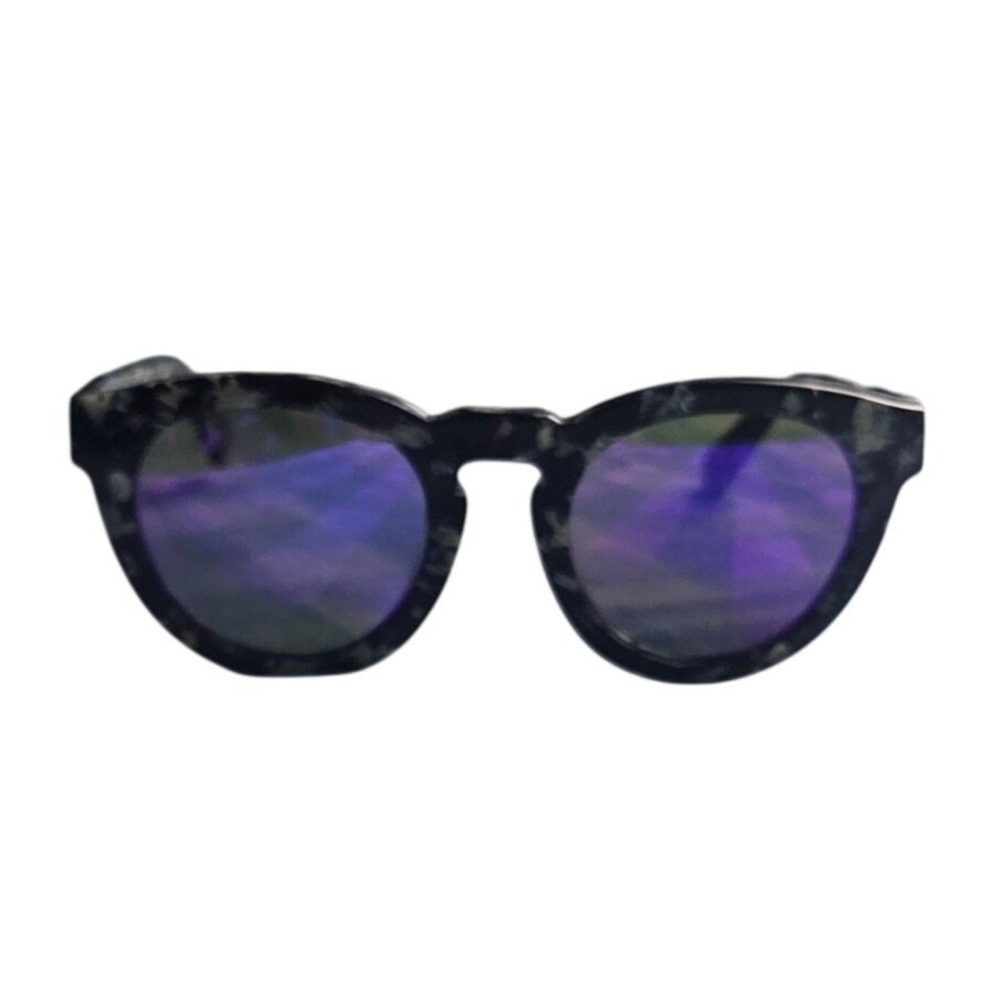 DIFF Eyewear Sunglasses Black White Marble Purple Mirror Lens Round Retro - Picture 2 of 10